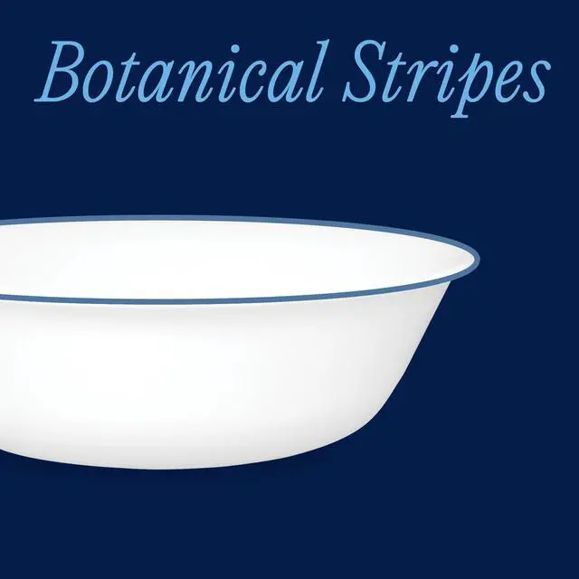 Alt view image 2 of 7 - 6-Piece 18oz Round Bowls Vitrelle Triple Layer Glass, Perfect for Soup, Cereal and Snacks, Lightweight, Chip and Scratch Resistant, Microwave and Dishwasher Safe, Botanical Stripes