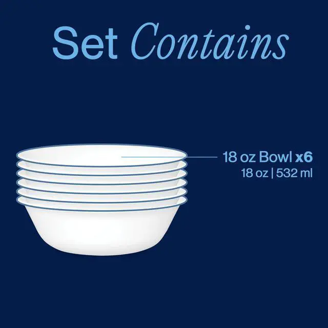 Alt view image 3 of 7 - 6-Piece 18oz Round Bowls Vitrelle Triple Layer Glass, Perfect for Soup, Cereal and Snacks, Lightweight, Chip and Scratch Resistant, Microwave and Dishwasher Safe, Botanical Stripes