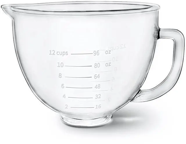 Main image of Glass Mixer Bowl For Kitchenaid Tilt-Head Stand Mixers 4.5-5 Quart, 5 qt Mixing Bowl Replacement For Kitchen aid With Measurement Markings,Handle