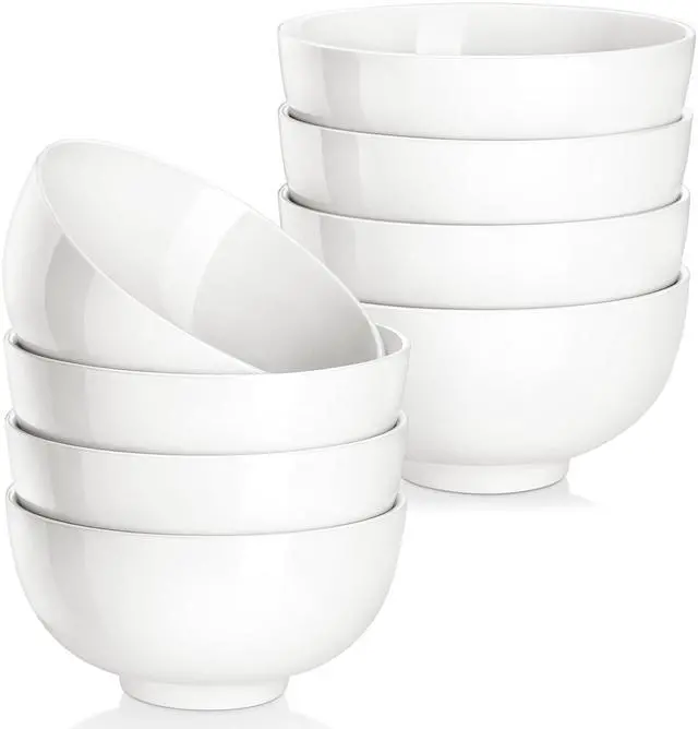 Main image of Small White Ceramic Bowls Set of 8, 14 OZ Compact Dessert Bowls Rice Bowls Set, Ceramic Bowl for Ice Cream, Soup, Cereal, Side Dishes, Dishwasher & Microwave Safe