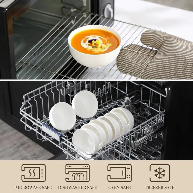 Alt view image 4 of 7 - Small White Ceramic Bowls Set of 8, 14 OZ Compact Dessert Bowls Rice Bowls Set, Ceramic Bowl for Ice Cream, Soup, Cereal, Side Dishes, Dishwasher & Microwave Safe