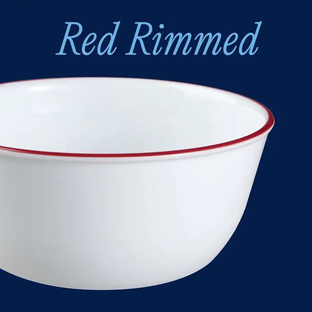 Alt view image 2 of 7 - Vitrelle Glass 6-PC Bowls Set, For Soup Cereal & Dessert, Chip-Resistant & Lightweight Bowl Dinnerware Set, Red Banded 28 OZ