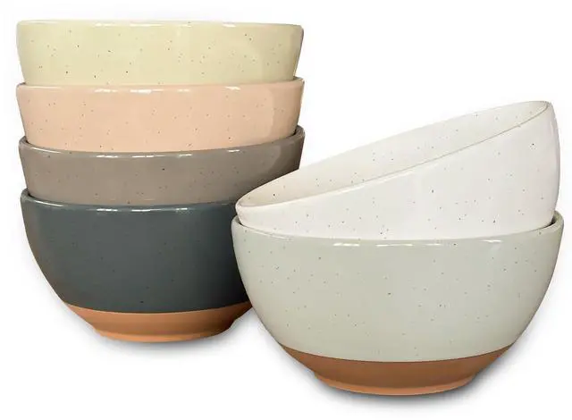 Main image of Ceramic Small Dessert Bowls - 16oz, Set of 6 - Microwave, Oven and Dishwasher Safe, For Rice, Ice Cream, Soup, Snack, Cereal, Chili, Side Dishes etc - Microwavable Kitchen Bowl, Assorted Neutrals