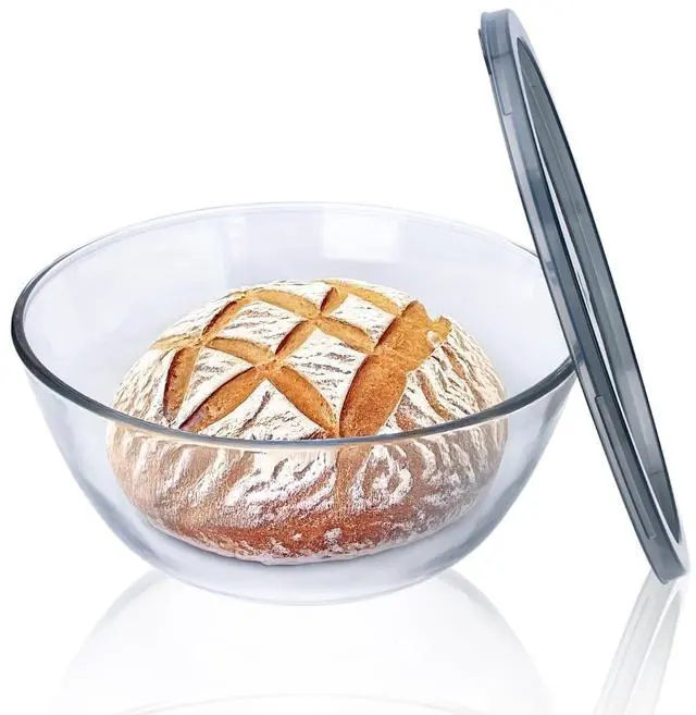 Main image of Large Glass Bowl for Sourdough Bread Making, 4.7 Quart Glass Mixing Bowl for Sourdough Bread with Lid, Clear Breads Proofing Bowl with Covers, Ideal for Kitchen, Storage