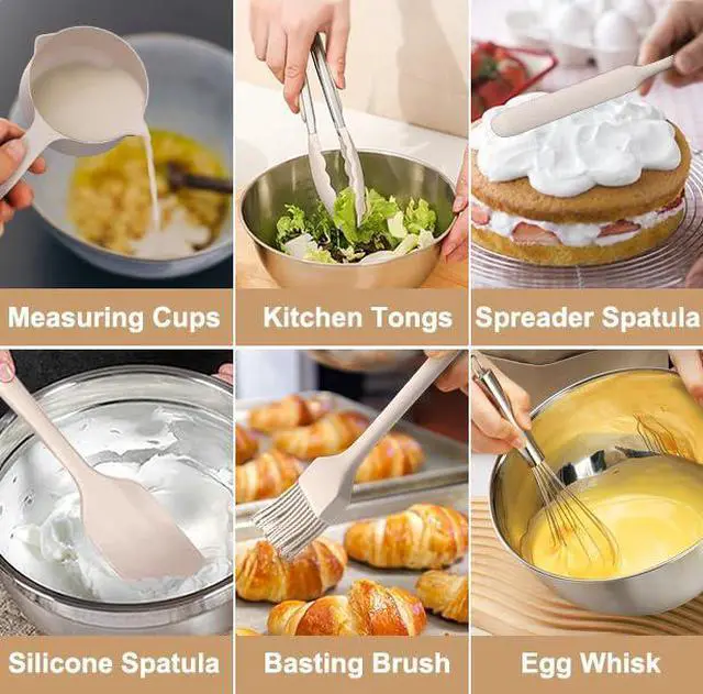 Alt view image 4 of 7 - Mixing Bowls with Airtight Lids, 27 PCS Stainless Steel Nesting Bowls, with 3 Grater Attachments, Scale Mark & Non-Slip Bottom, Size 5, 4, 3, 2, 1.5, 1, 0.63QT, Ideal for Mixing & Prepping