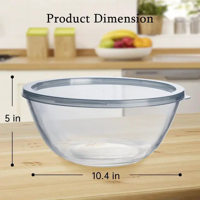 Alt view image 6 of 7 - Large Glass Bowl for Sourdough Bread Making, 4.7 Quart Glass Mixing Bowl for Sourdough Bread with Lid, Clear Breads Proofing Bowl with Covers, Ideal for Kitchen, Storage