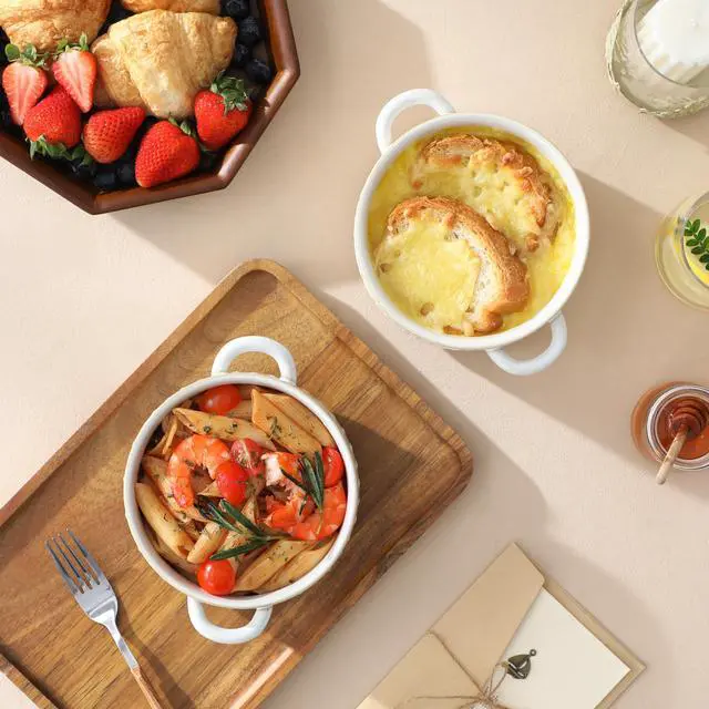 Alt view image 6 of 7 - Ceramic Soup Bowls with Handles, 20oz French Onion Soup Bowls Oven & Microwave Safe for Soups, Stews & Desserts - Set of 4, Embossed Patterns Bowl Set - 5.5 Inch, Series LYDIA