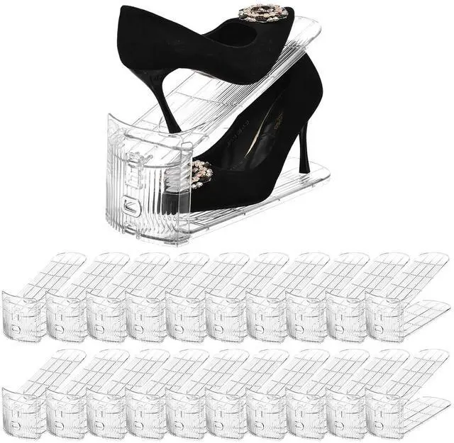 Main image of Shoe Slots Organizer20 Pack Clear Shoe Stackers for a Pair of Shoes,Adjustable Shoe Rack with Three LevelsShoe Storage Shoe Space Saver