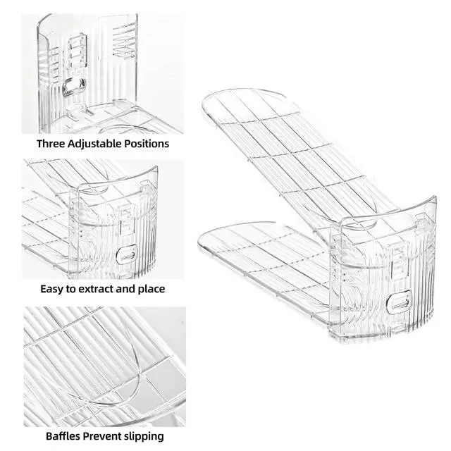 Alt view image 4 of 6 - Shoe Slots Organizer20 Pack Clear Shoe Stackers for a Pair of Shoes,Adjustable Shoe Rack with Three LevelsShoe Storage Shoe Space Saver