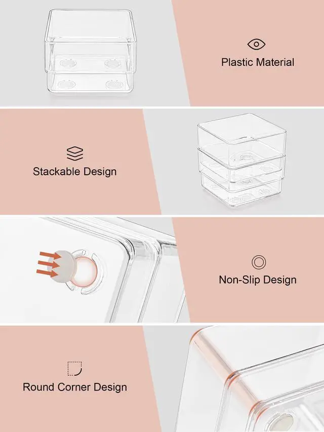 Alt view image 5 of 7 - 37-Piece Drawer Organizer with Non-Slip Silicone Pads, 4-Size Desk Drawer Organizer Trays Storage Tray for Makeup, Jewelries, Utensils in Bedroom Dresser, Office and Kitchen (Clear)