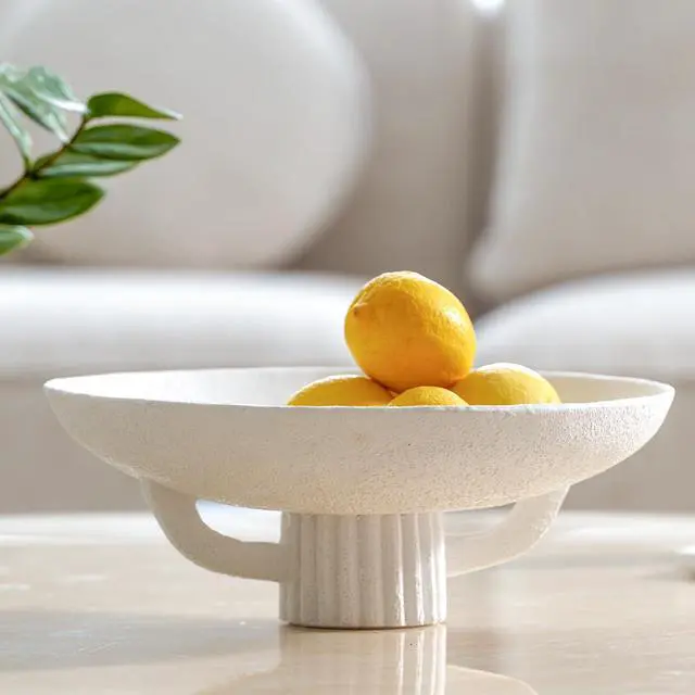 Main image of White Resin Decorative Bowl for Boho Modern Home Decor, 11.2" Large Elegant Pedestal Kitchen Fruit Bowl/Key Holder/Potpourri for Entryway Table, Coffee Table, Dining Room,Table Centerpiece Bowl