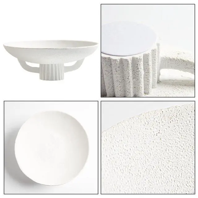 Alt view image 4 of 7 - White Resin Decorative Bowl for Boho Modern Home Decor, 11.2" Large Elegant Pedestal Kitchen Fruit Bowl/Key Holder/Potpourri for Entryway Table, Coffee Table, Dining Room,Table Centerpiece Bowl