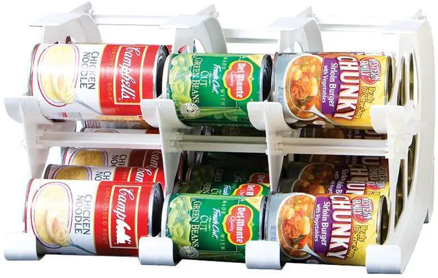 Main image of Countertop Mini Can Tracker Holds 30 Standard 10-24 Oz Can Sizes, White| Stackable & Adjustable Can Organizer for Pantry, USA Made, White