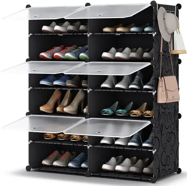 Main image of Shoe Rack Organizer, 6 Tier Storage Cabinet 24 Pair Plastic Shoe Shelves for Closet Hallway Bedroom Entryway