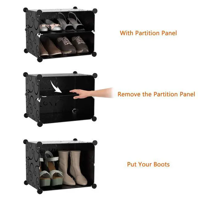Alt view image 4 of 7 - Shoe Rack Organizer, 6 Tier Storage Cabinet 24 Pair Plastic Shoe Shelves for Closet Hallway Bedroom Entryway