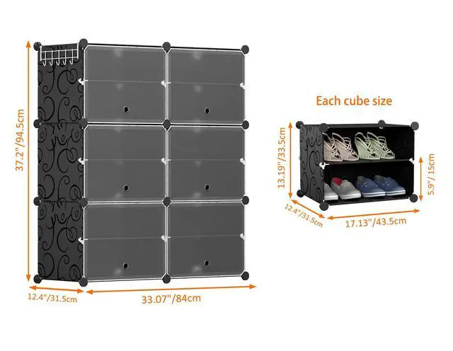 Alt view image 5 of 7 - Shoe Rack Organizer, 6 Tier Storage Cabinet 24 Pair Plastic Shoe Shelves for Closet Hallway Bedroom Entryway
