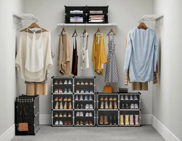 Alt view image 6 of 7 - Shoe Rack Organizer, 6 Tier Storage Cabinet 24 Pair Plastic Shoe Shelves for Closet Hallway Bedroom Entryway