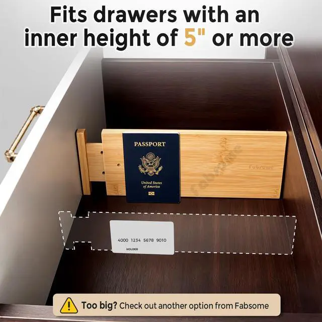 Alt view image 5 of 7 - Dresser Drawer Organizers 6 Pack, 4.65'' High Adjustable from 12.5-17 Bamboo Drawer Dividers for Clothing Baby Clothes, Wooden Separators for Dresser Nursery Organization with Soft Foam Ends