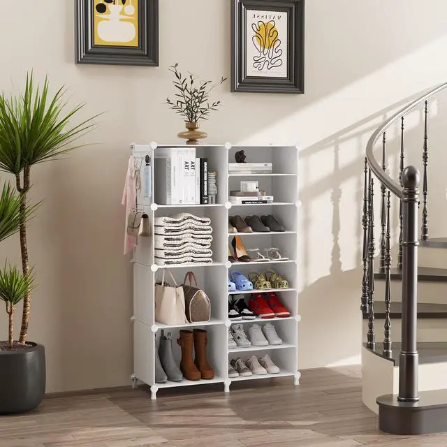 Alt view image 2 of 7 - Closet Organizer 8 Cube Storage Shelves Closet Clothes Organizers and Storage Stackable Cubby Shelving for Closet Bedroom Living Room Office White