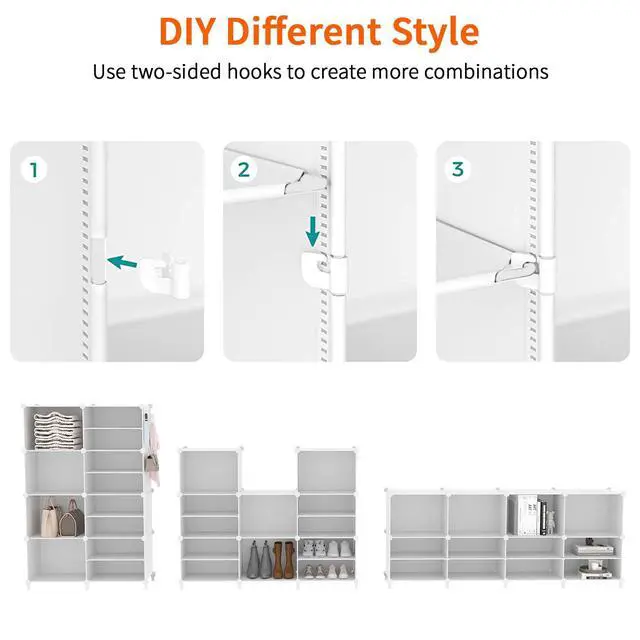 Alt view image 7 of 7 - Closet Organizer 8 Cube Storage Shelves Closet Clothes Organizers and Storage Stackable Cubby Shelving for Closet Bedroom Living Room Office White