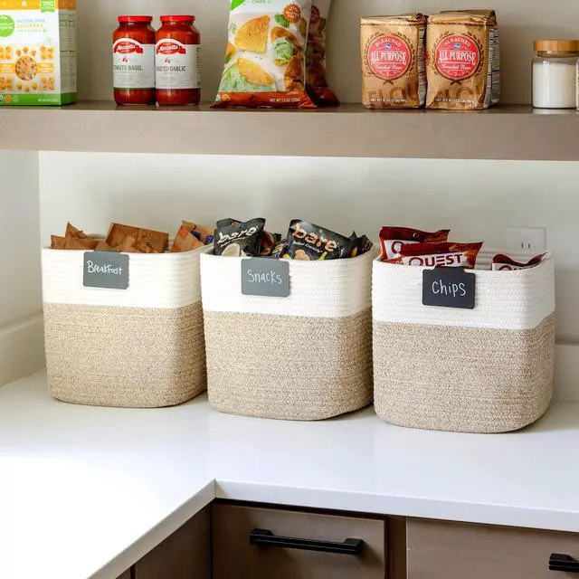 Alt view image 4 of 7 - 13 Inch Cube Storage Bins Cotton Rope Woven Baskets for Organizing 3-Pack | 13 x 13 Storage Cubes | Fabric Square Storage Baskets for Shelves Organizer, Kids Toy Bins, Closet Baby Nursery
