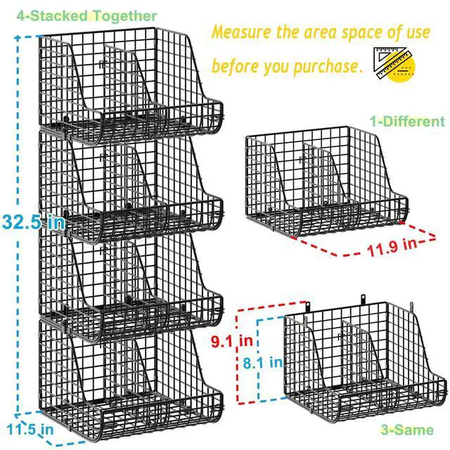 Alt view image 7 of 7 - Stackable Soda Can Organizer Stores Up to 72 Cans, 4-Pack Can Storage Organizer for Pantry Shelves, 4-Tier Kitchen Can Holders with 4 Adjustable Dividers, Wire Drink Organizer for Pantry Cabinet Shelf