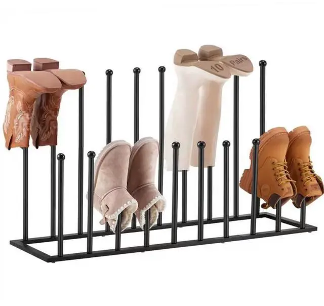 Main image of 10 Pairs Boot Rack Organizer for Tall Boots, Large Capacity Metal Free Standing Shoe Racks, Black Cowboy Boot Holder Stand for Closet, Garage