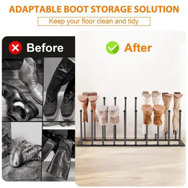 Alt view image 2 of 7 - 10 Pairs Boot Rack Organizer for Tall Boots, Large Capacity Metal Free Standing Shoe Racks, Black Cowboy Boot Holder Stand for Closet, Garage