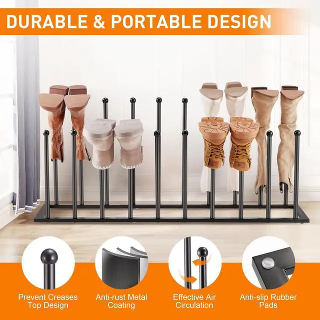 Alt view image 4 of 7 - 10 Pairs Boot Rack Organizer for Tall Boots, Large Capacity Metal Free Standing Shoe Racks, Black Cowboy Boot Holder Stand for Closet, Garage