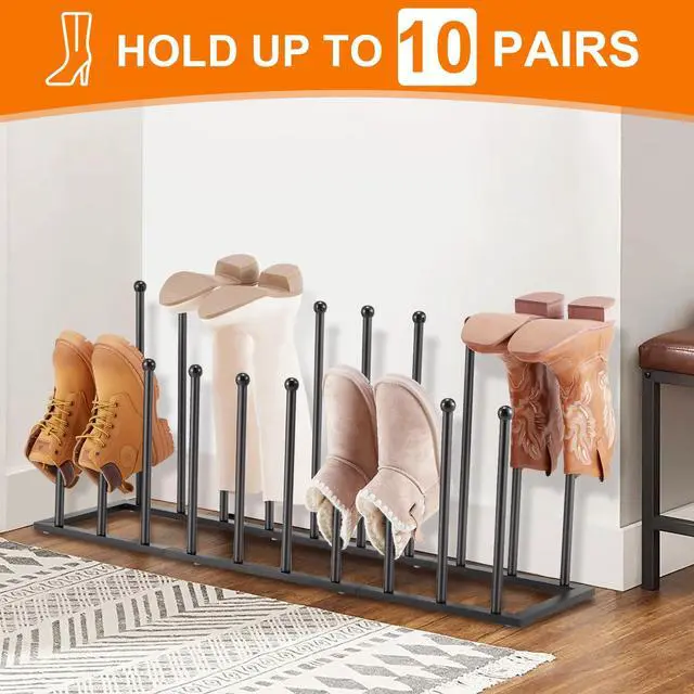 Alt view image 5 of 7 - 10 Pairs Boot Rack Organizer for Tall Boots, Large Capacity Metal Free Standing Shoe Racks, Black Cowboy Boot Holder Stand for Closet, Garage