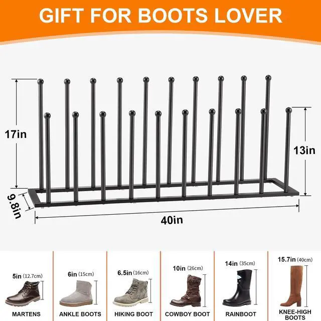 Alt view image 6 of 7 - 10 Pairs Boot Rack Organizer for Tall Boots, Large Capacity Metal Free Standing Shoe Racks, Black Cowboy Boot Holder Stand for Closet, Garage