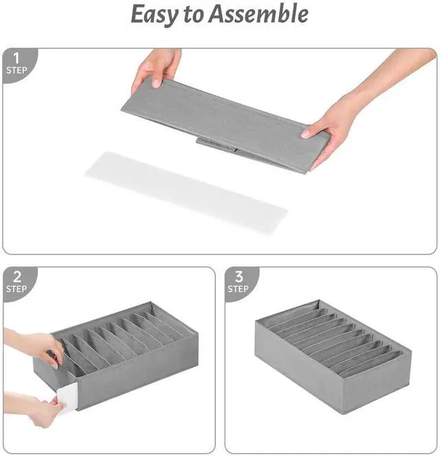 Alt view image 5 of 7 - 4 Packs T-shirt Drawer Organizers for Clothing,10 Grids Compartment Wardrobe Storage Box, Washable Clothes Organizer for Folded Clothes, T-shirt, Legging, Silk Scarve