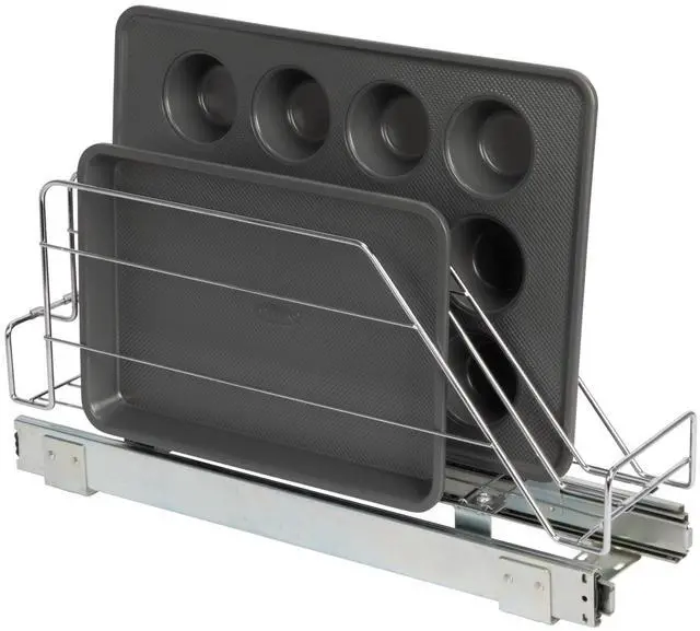 Main image of Glidez Multipurpose Chrome-Plated Steel Pull-Out/Slide-Out Storage Organizer for Cookware and Bakeware - Fits Standard Size Cabinet or Shelf, Chrome