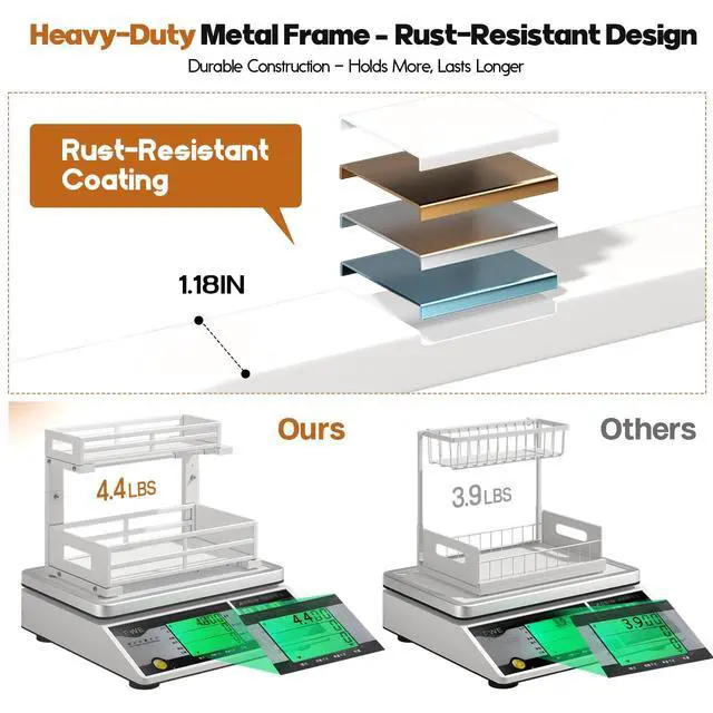 Alt view image 7 of 7 - L-Shaped Metal Under Sink Organizer, 2-Tier Double Pull-Out Cabinet Organizer for Kitchen & Bathroom Storage, Height Adjustable, Smooth Cylinder Rail, White, 2 Packs