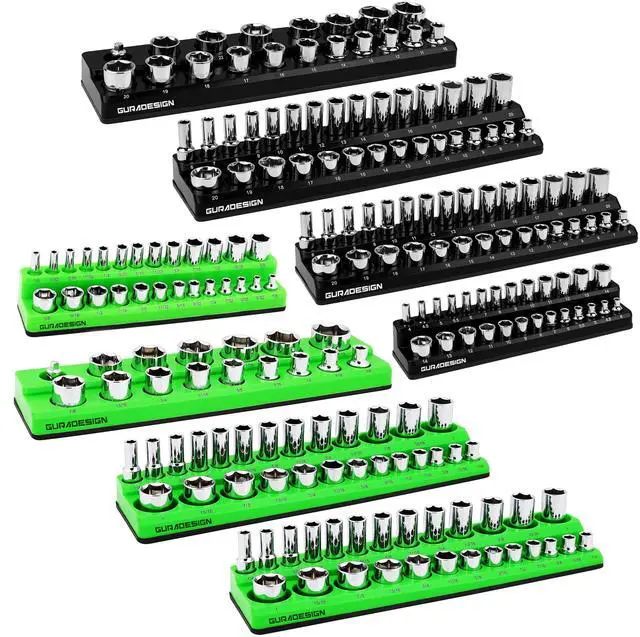 Main image of 8PCS Socket Organizer Set - Magnetic Holder for 171 Pieces (1/4", 3/8", 1/2")