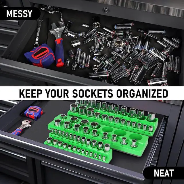 Alt view image 7 of 7 - 8PCS Socket Organizer Set - Magnetic Holder for 171 Pieces (1/4", 3/8", 1/2")