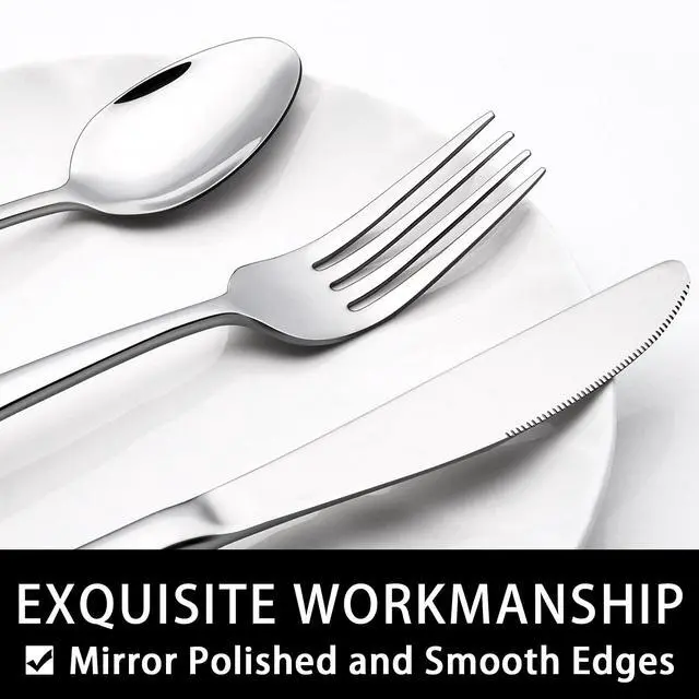 Alt view image 3 of 6 - 40-Piece Silverware Set with Organizer, Heavy Duty Stainless Steel Flatware Set for 8, Food-Grade Tableware Cutlery Set, Utensil Sets for Home Restaurant, Mirror Finish, Dishwasher Safe