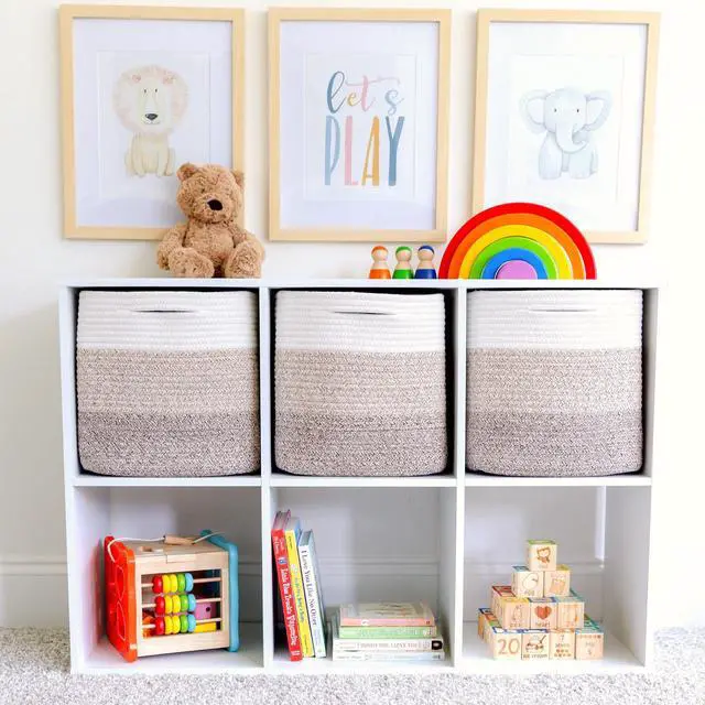 Alt view image 3 of 7 - 13 Inch Cube Storage Bins Cotton Rope Woven Baskets for Organizing 3-Pack | 13 x 13 Storage Cubes | Fabric Square Storage Baskets for Shelves Organizer, Kids Toy Bins, Closet Baby Nursery