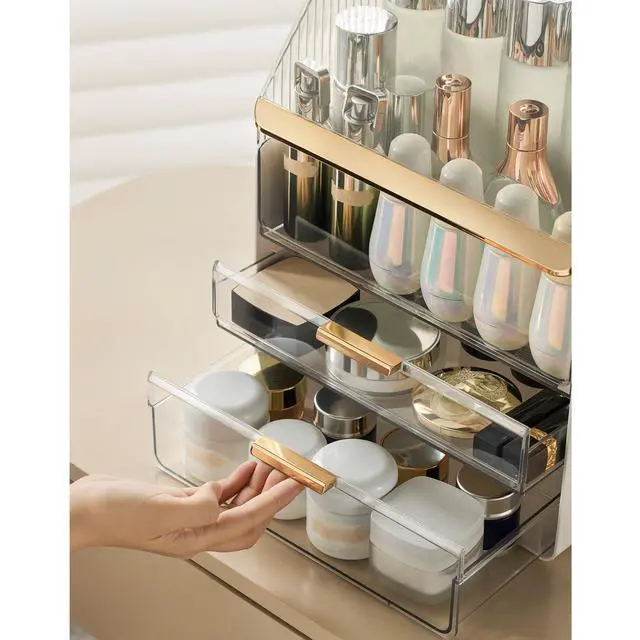 Alt view image 7 of 7 - Large Makeup Organizer Countertop Vanity Organizer Cosmetic Organizer Makeup Storage Box Bathroom Counter Organizer Perfume Skincare Organizers Gift Women Girls Clear Design Easy Visibility