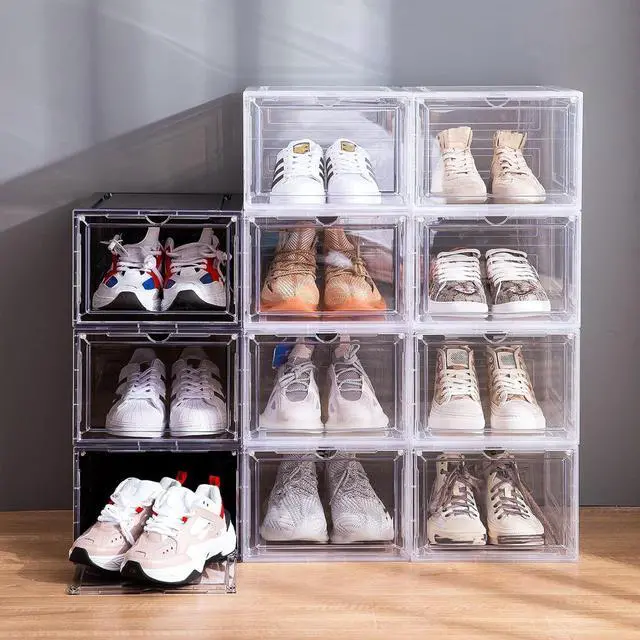 Alt view image 6 of 6 - Shoe Box Organizer,Set of 6,Stackable Plastic Shoe Box with Clear Door, Shoe Storage Box Containers,For Display Sneakers,Easy Assembly,Fit up to US Size 12(13.4x 10.6x 7.4)