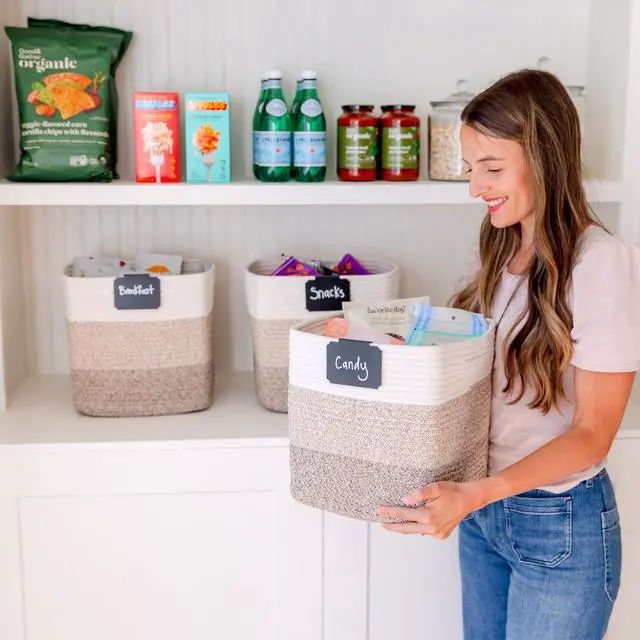 Alt view image 7 of 7 - 13 Inch Cube Storage Bins Cotton Rope Woven Baskets for Organizing 3-Pack | 13 x 13 Storage Cubes | Fabric Square Storage Baskets for Shelves Organizer, Kids Toy Bins, Closet Baby Nursery