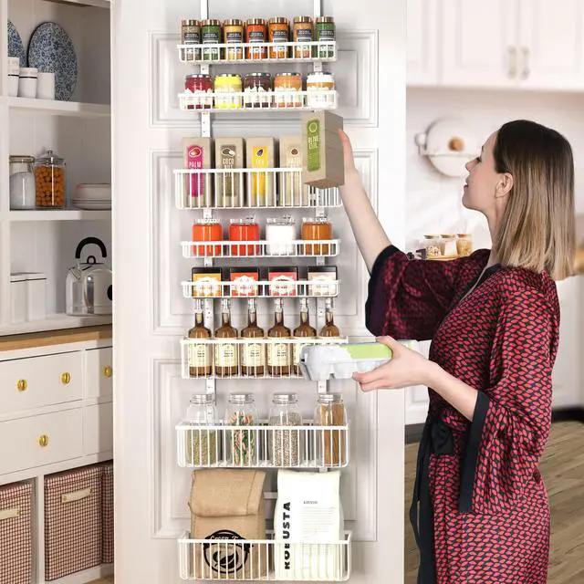 Alt view image 6 of 6 - White Over The Door Pantry Organizer, Pantry Organization and Storage, Metal Hanging Spice Rack Shelves Door, Seasoning Shelves, Laundry Room Organization, House and Kitchen Essentials