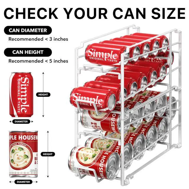 Alt view image 5 of 7 - Soda Can Organizer Stackable Rack Dispenser for Pantry/Refrigerator, White, 4 Pack