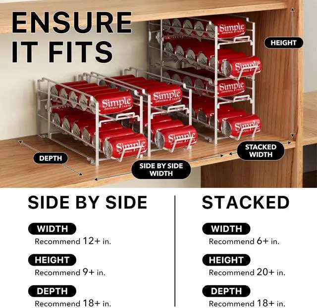 Alt view image 3 of 7 - Soda Can Organizer Stackable Rack Dispenser for Pantry/Refrigerator, White, 4 Pack