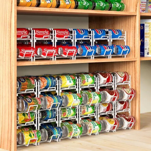 Alt view image 6 of 7 - Soda Can Organizer Stackable Rack Dispenser for Pantry/Refrigerator, White, 4 Pack