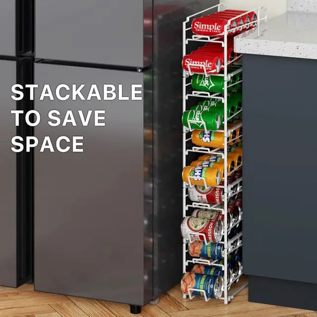 Alt view image 7 of 7 - Soda Can Organizer Stackable Rack Dispenser for Pantry/Refrigerator, White, 4 Pack