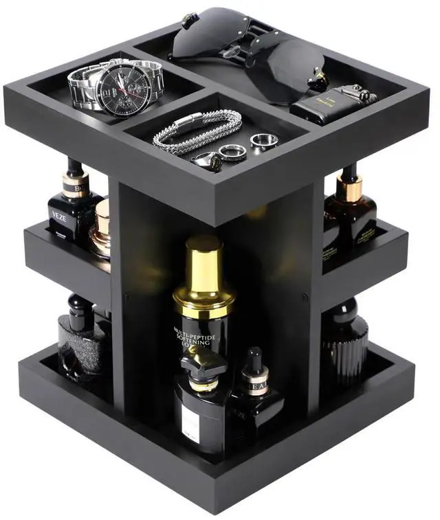 Main image of Cologne Organizer for Men,Cologne Stand,3 Tier Wooden Perfume Shelf with Rotate,Desk Organizer,Gift for Dad From Wife,Husband Boyfriend Birthday Gift Ideas,Gifts for Men