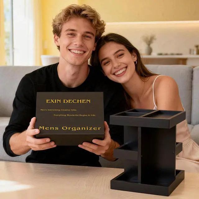 Alt view image 2 of 7 - Cologne Organizer for Men,Cologne Stand,3 Tier Wooden Perfume Shelf with Rotate,Desk Organizer,Gift for Dad From Wife,Husband Boyfriend Birthday Gift Ideas,Gifts for Men