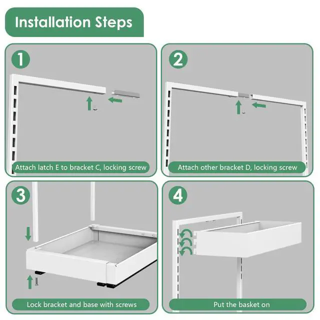 Alt view image 7 of 7 - Expandable Under Sink Organizer with 6-Level Height Adjustment & Expandable Width, Pull-Out Cabinet Storage Rack with Quiet Sliding Rails for Kitchen, Bathroom, Laundry Room Cabinets, White