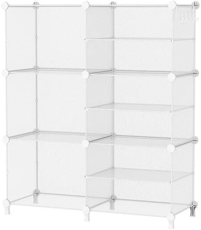 Main image of Closet Organizer 6 Cube Storage Shelves Portable Closet Clothes Organizers and Storage Stackable Cubby Shelving for Closet Bedroom Living Room Office, Transparent Twill